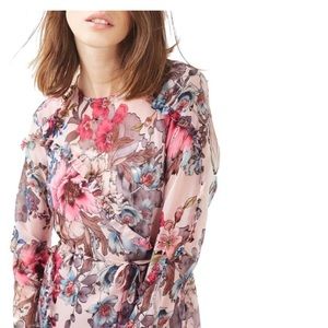 Topshop Ruffle Floral Midi Dress Spring Wedding Girly Date NEW